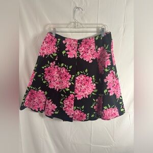 Y2K Pink+Black Floral Pleated Femme Grunge Midi Skirt  Women’s Size M-L